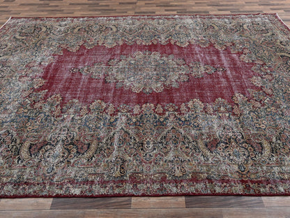 Kerman Vintage hand-knotted wool rug in Red & Brown, 9'9" x 15'3" — SKU O02542 (view 4)