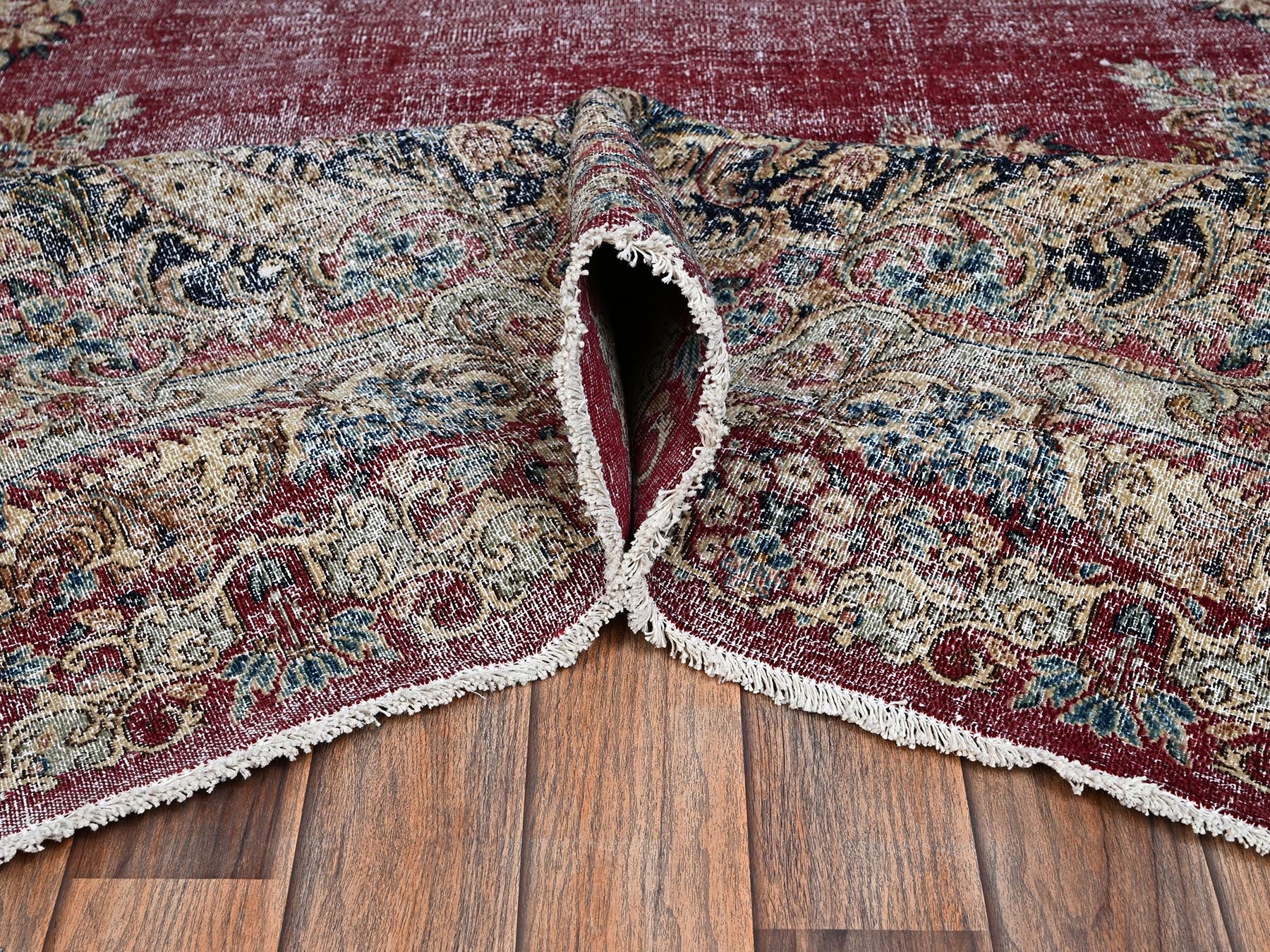 Kerman Vintage hand-knotted wool rug in Red & Brown, 9'9" x 15'3" — SKU O02542 (view 6)