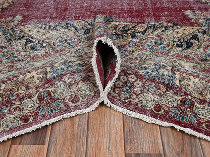 Kerman Vintage hand-knotted wool rug in Red & Brown, 9'9" x 15'3" — SKU O02542 (view 6)