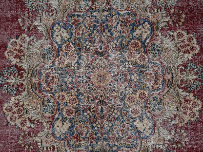 Red 9'9" x 15'3" Vintage Hand knotted Wool Rug - Sku: O02542