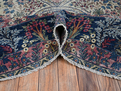 Kerman Antique hand-knotted wool rug in Ivory & Navy Blue, 11'8" x 17' — SKU O02543 (view 6)
