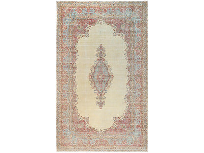 Kerman Vintage hand-knotted wool rug in Ivory & Light Blue, 11'8" x 19'5" — SKU O02545