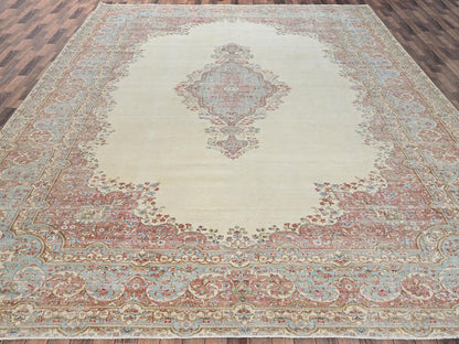 Kerman Vintage hand-knotted wool rug in Ivory & Light Blue, 11'8" x 19'5" — SKU O02545 (view 2)