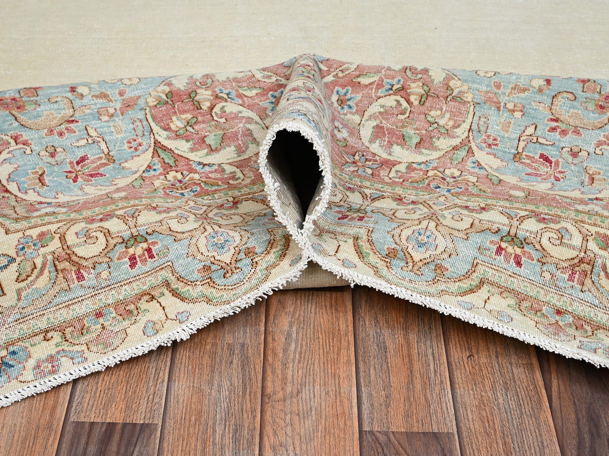 Kerman Vintage hand-knotted wool rug in Ivory & Light Blue, 11'8" x 19'5" — SKU O02545 (view 6)