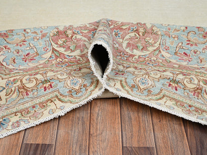 Kerman Vintage hand-knotted wool rug in Ivory & Light Blue, 11'8" x 19'5" — SKU O02545 (view 6)