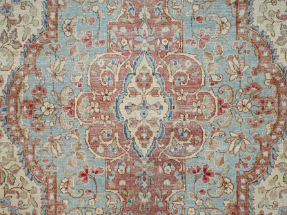 Kerman Vintage hand-knotted wool rug in Ivory & Light Blue, 11'8" x 19'5" — SKU O02545 (view 9)
