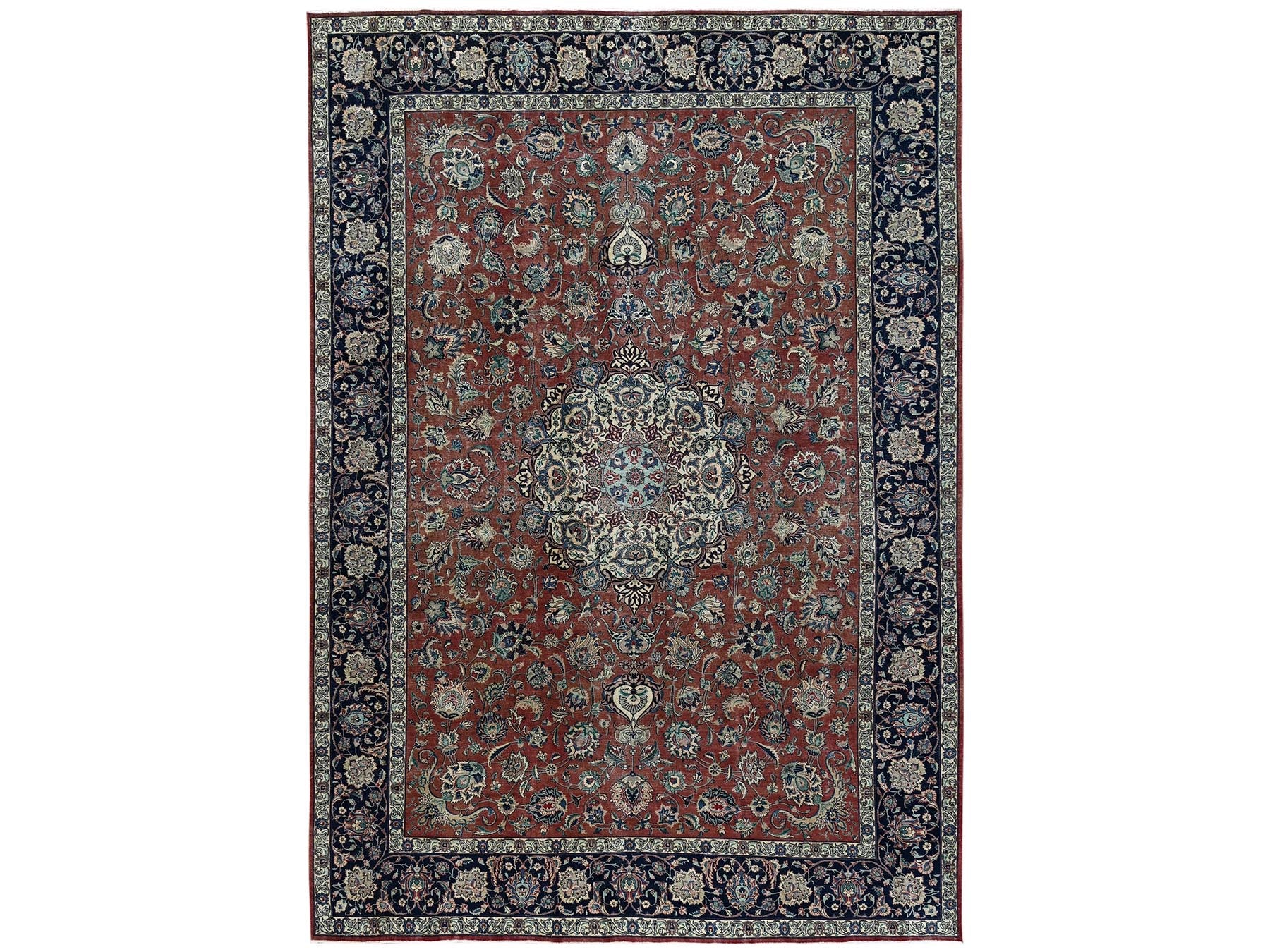 Brown 10'10" x 15'4" Vintage Hand knotted Wool Rug - Sku: O02547