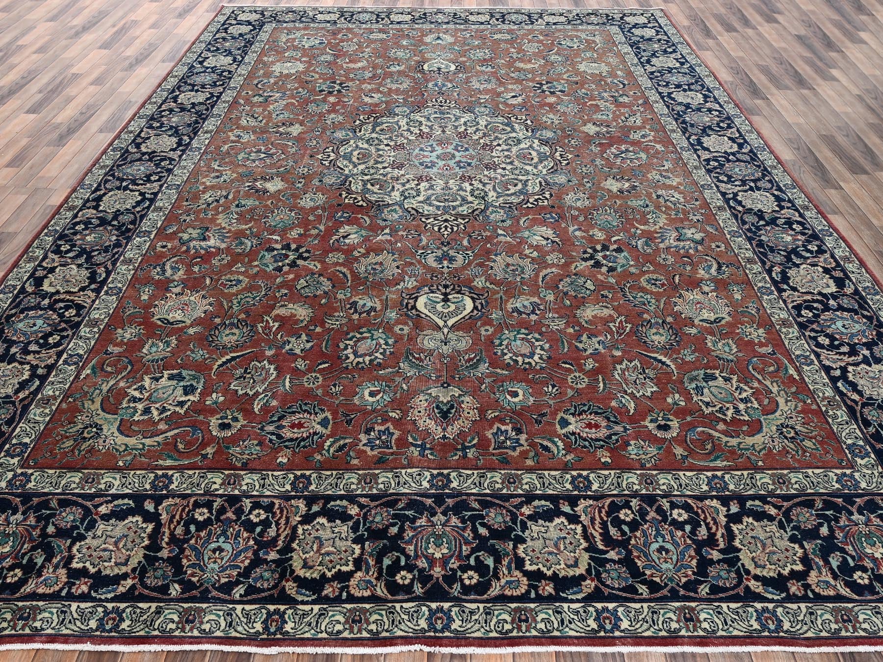 Brown 10'10" x 15'4" Vintage Hand knotted Wool Rug - Sku: O02547