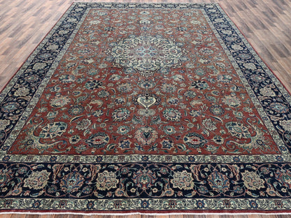 Brown 10'10" x 15'4" Vintage Hand knotted Wool Rug - Sku: O02547