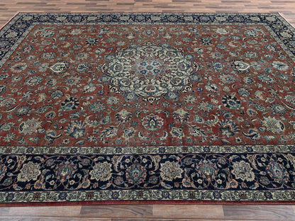 Brown 10'10" x 15'4" Vintage Hand knotted Wool Rug - Sku: O02547