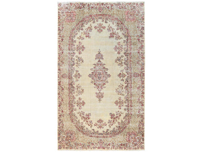 Kerman Vintage hand-knotted wool rug in Ivory & Light Green, 8'5" x 14'5" — SKU O02548