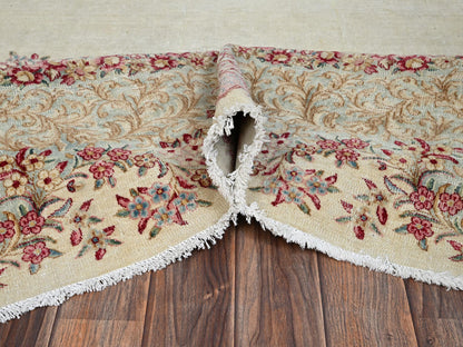 Kerman Vintage hand-knotted wool rug in Ivory & Light Green, 8'5" x 14'5" — SKU O02548 (view 6)