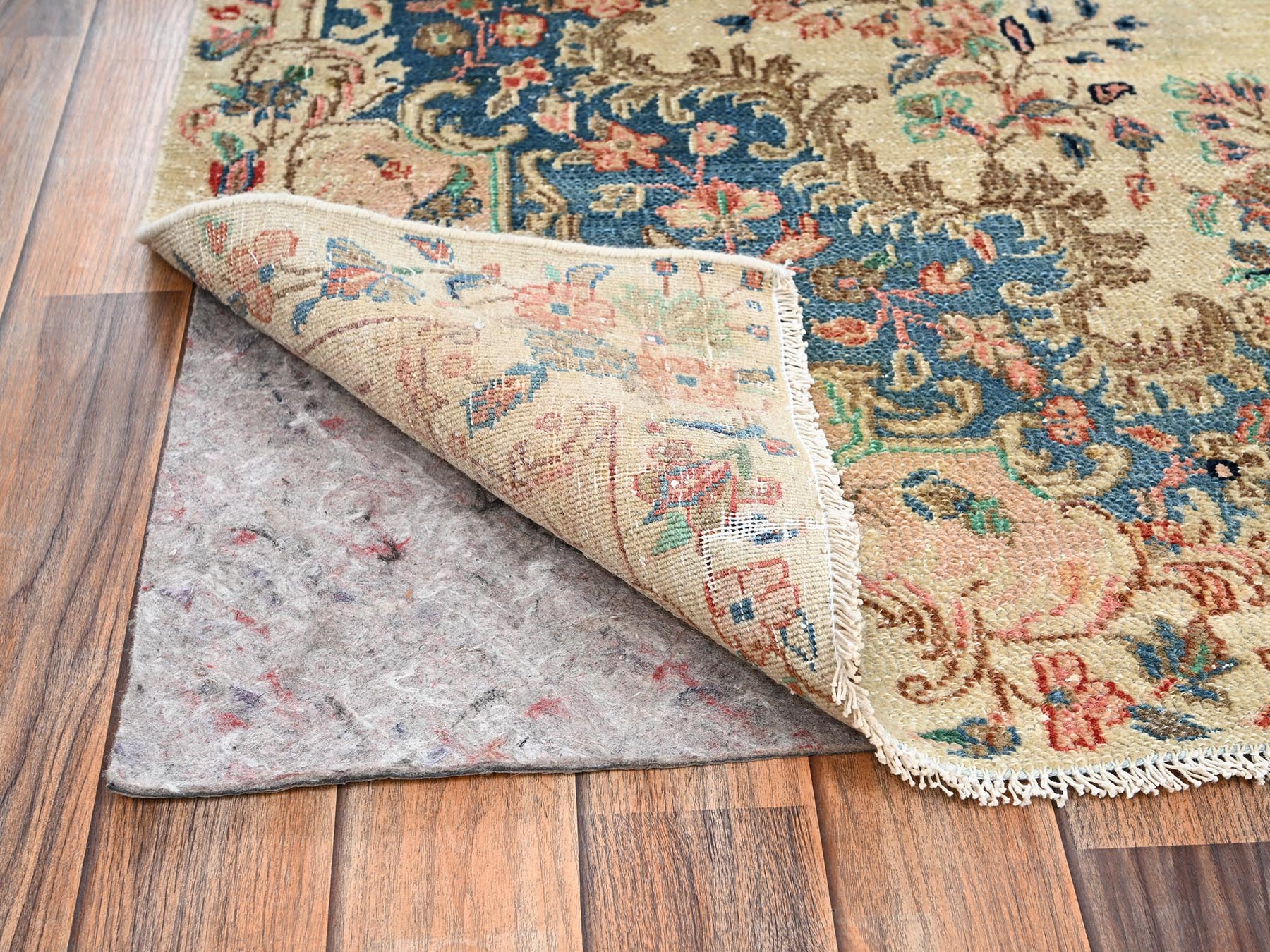 Kerman Vintage hand-knotted wool runner in Ivory & Blue, 5'11" x 11'5" — SKU O02551 (view 5)