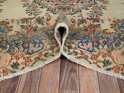 Kerman Vintage hand-knotted wool runner in Ivory & Blue, 5'11" x 11'5" — SKU O02551 (view 6)