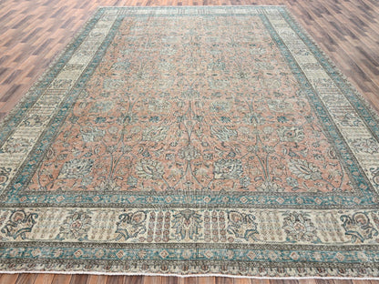 Tabriz Antique hand-knotted wool rug in Pink & Ivory, 11'5" x 16' — SKU O02552 (view 2)