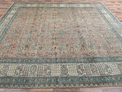 Tabriz Antique hand-knotted wool rug in Pink & Ivory, 11'5" x 16' — SKU O02552 (view 4)