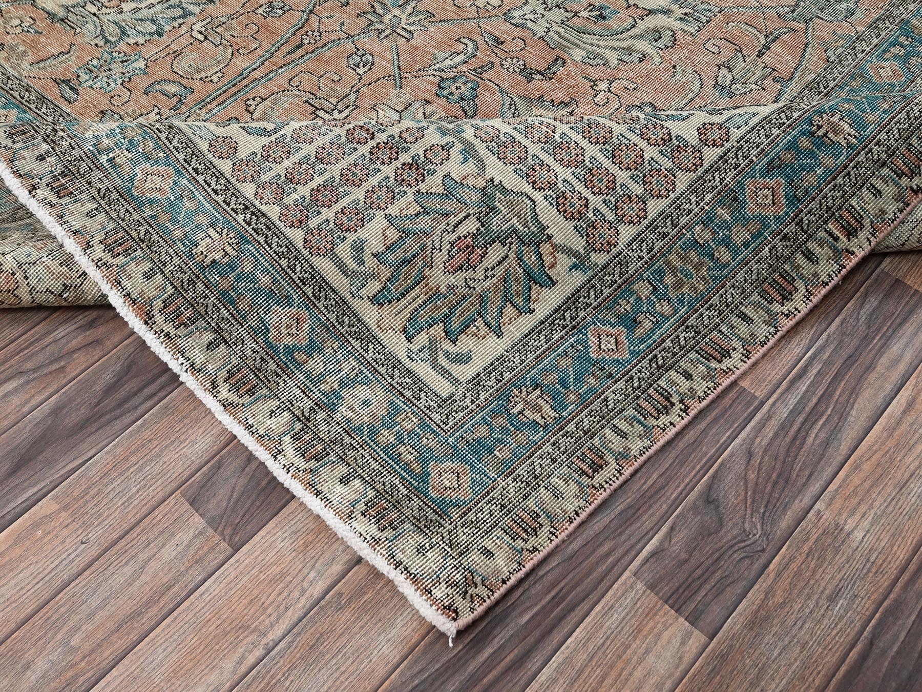 Tabriz Antique hand-knotted wool rug in Pink & Ivory, 11'5" x 16' — SKU O02552 (view 7)