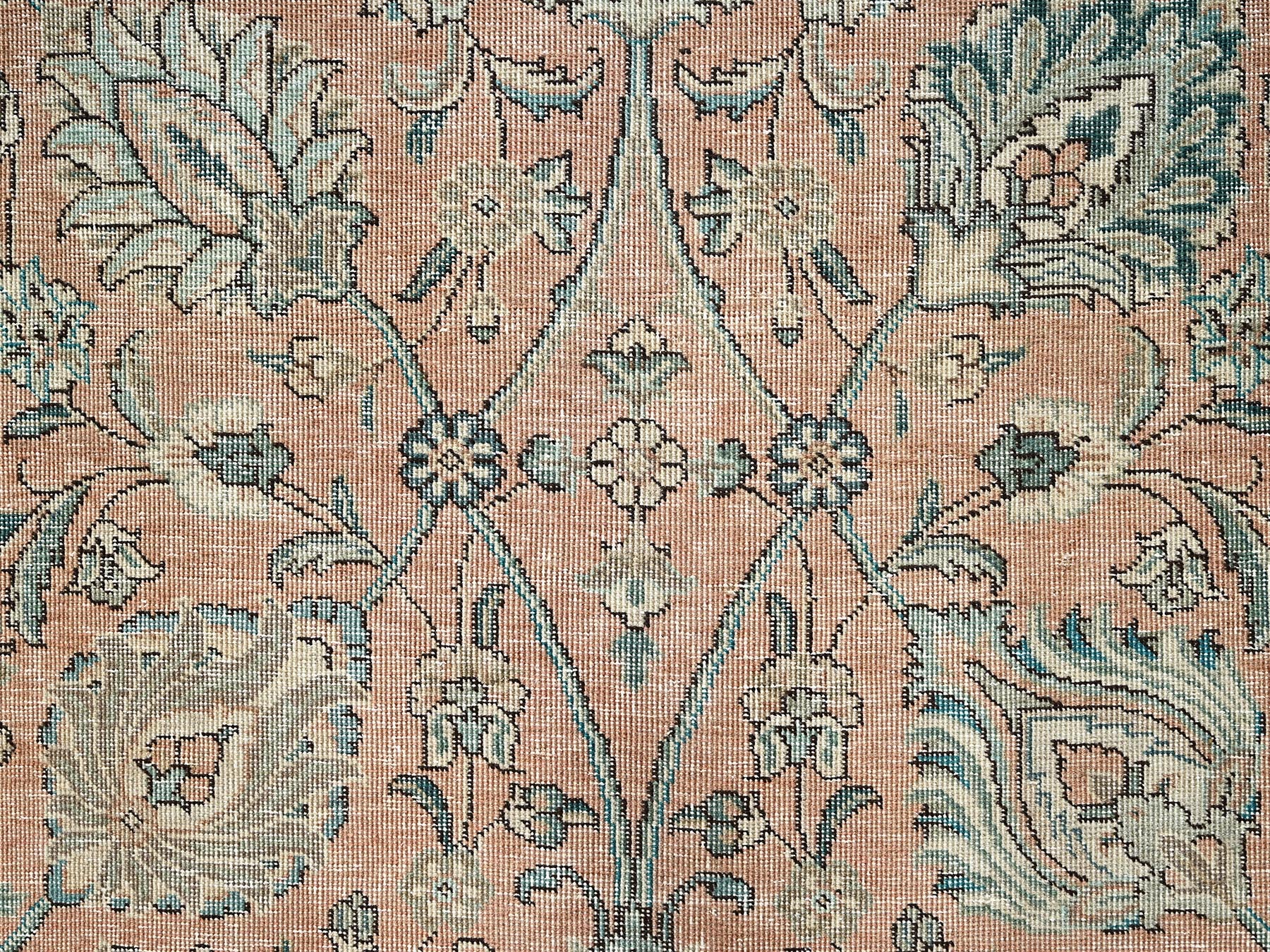 Tabriz Antique hand-knotted wool rug in Pink & Ivory, 11'5" x 16' — SKU O02552 (view 9)