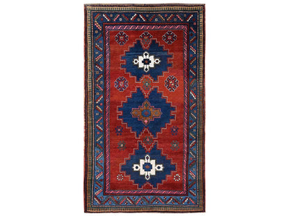 Red 4'9" x 8'3" Antique Hand knotted Wool Rug - Sku: O02555