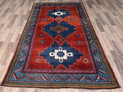 Red 4'9" x 8'3" Antique Hand knotted Wool Rug - Sku: O02555