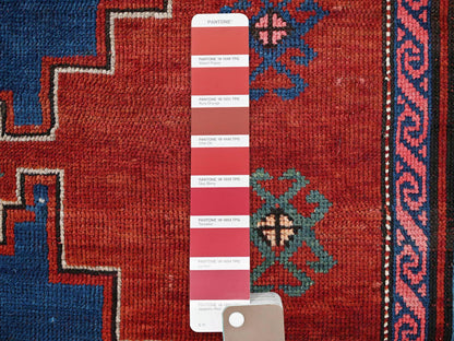 Red 4'9" x 8'3" Antique Hand knotted Wool Rug - Sku: O02555