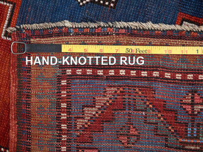 Red 4'9" x 8'3" Antique Hand knotted Wool Rug - Sku: O02555