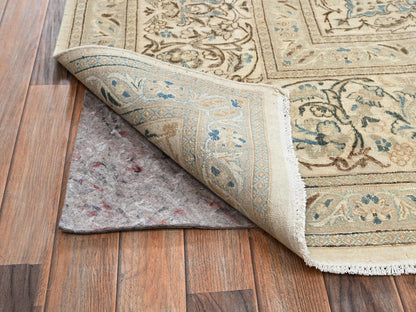 Nain Vintage hand-knotted wool/silk rug in Ivory, 9'7" x 13'3" — SKU O02556 (view 5)
