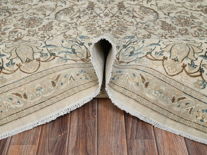 Nain Vintage hand-knotted wool/silk rug in Ivory, 9'7" x 13'3" — SKU O02556 (view 6)