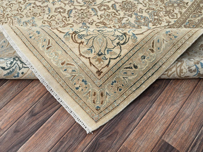 Nain Vintage hand-knotted wool/silk rug in Ivory, 9'7" x 13'3" — SKU O02556 (view 7)