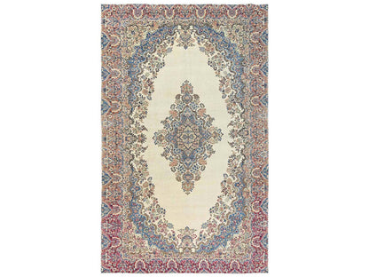 Kerman Vintage hand-knotted wool rug in Ivory & Red, 10'2" x 15'10" — SKU O02557