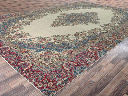 Kerman Vintage hand-knotted wool rug in Ivory & Red, 10'2" x 15'10" — SKU O02557 (view 3)