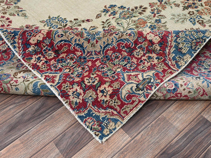 Kerman Vintage hand-knotted wool rug in Ivory & Red, 10'2" x 15'10" — SKU O02557 (view 7)