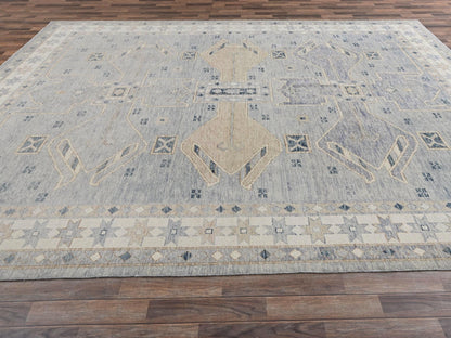 Oushak hand-knotted wool rug in Gray & Ivory, 9'11" x 14'1" — SKU O02560 (view 4)