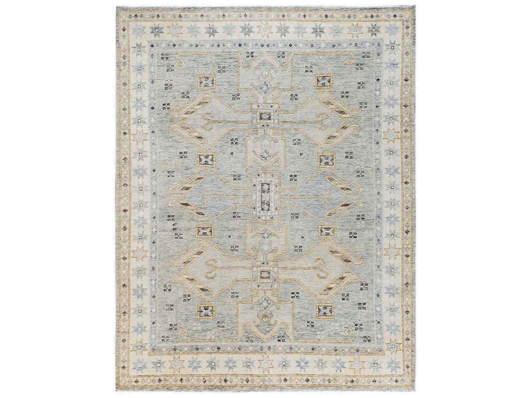 Grey 8'0" x 10'2" Oushak And Peshawar Hand knotted Wool Rug - Sku: O02561