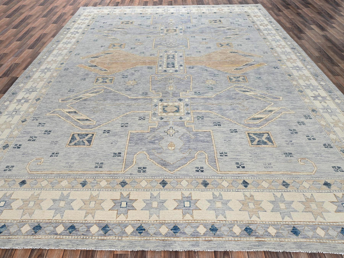 Oushak hand-knotted wool rug in Gray & Ivory, 11'8" x 14'11" — SKU O02562 (view 2)