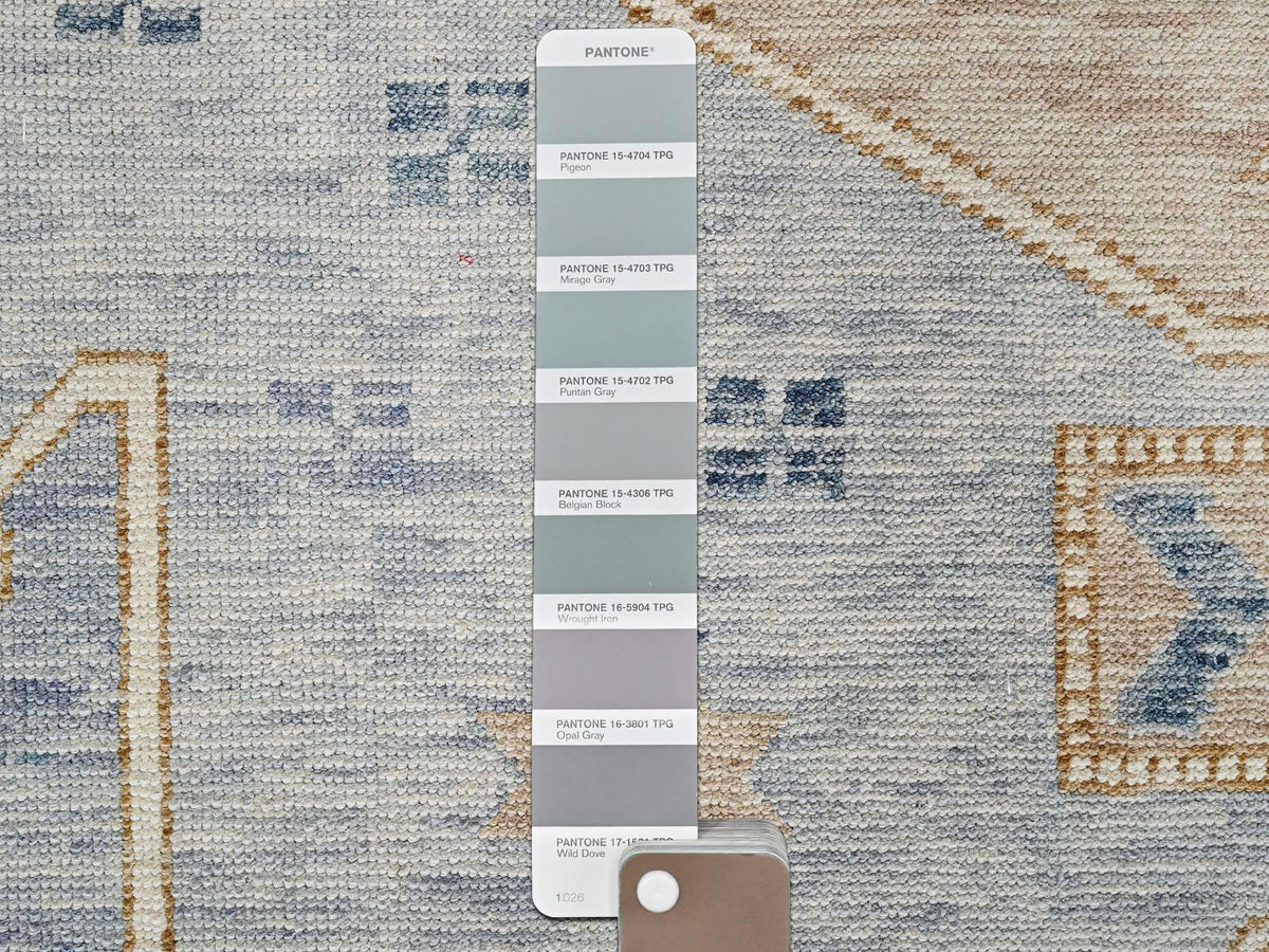 Oushak hand-knotted wool rug in Gray & Ivory, 11'8" x 14'11" — SKU O02562 (view 8)