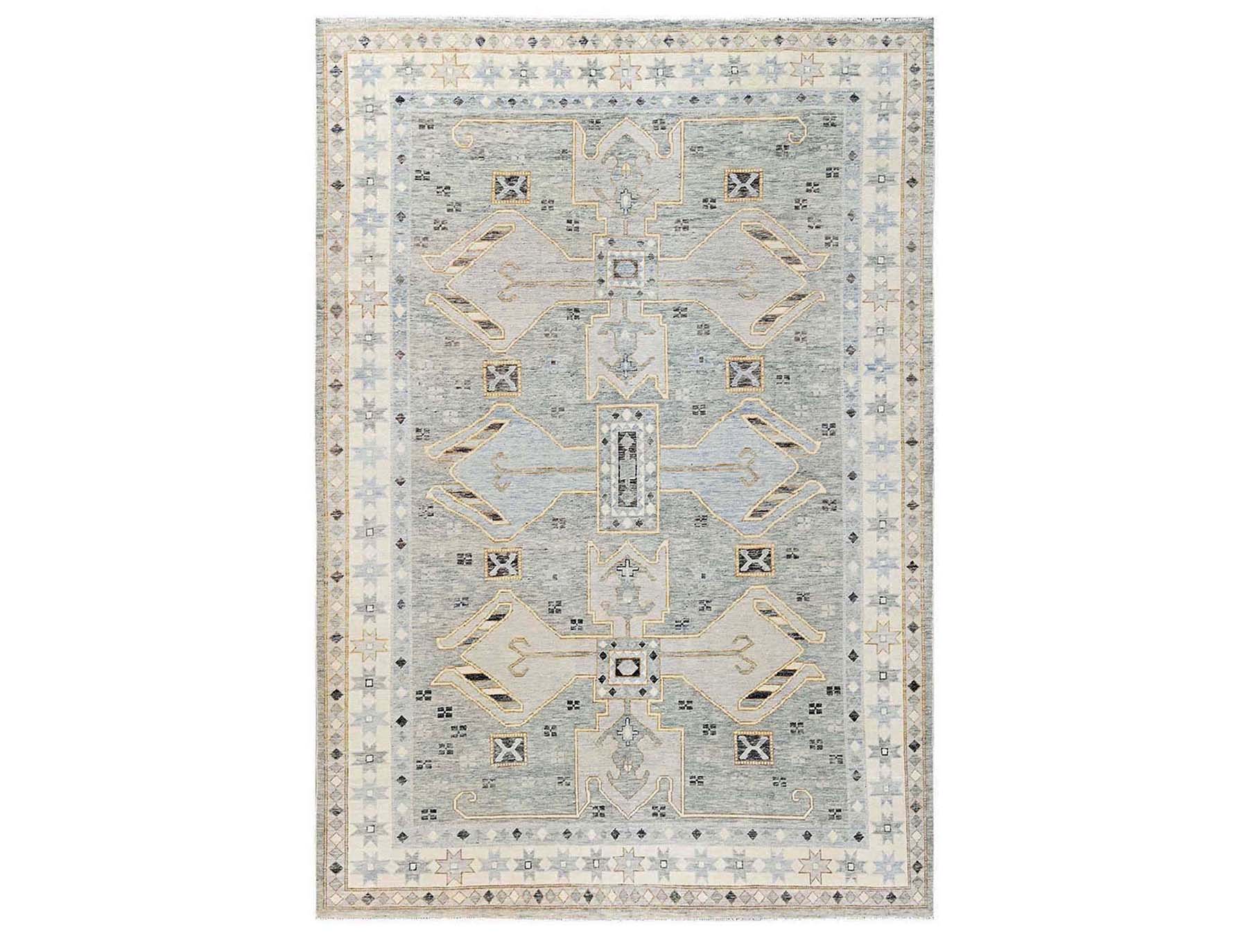 Grey 9'9" x 13'10" Oushak And Peshawar Hand knotted Wool Rug - Sku: O02563