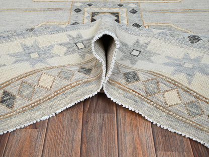 Grey 9'9" x 13'10" Oushak And Peshawar Hand knotted Wool Rug - Sku: O02563