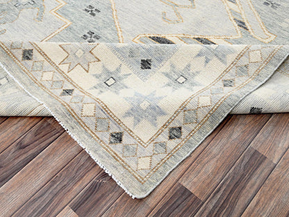 Grey 9'9" x 13'10" Oushak And Peshawar Hand knotted Wool Rug - Sku: O02563