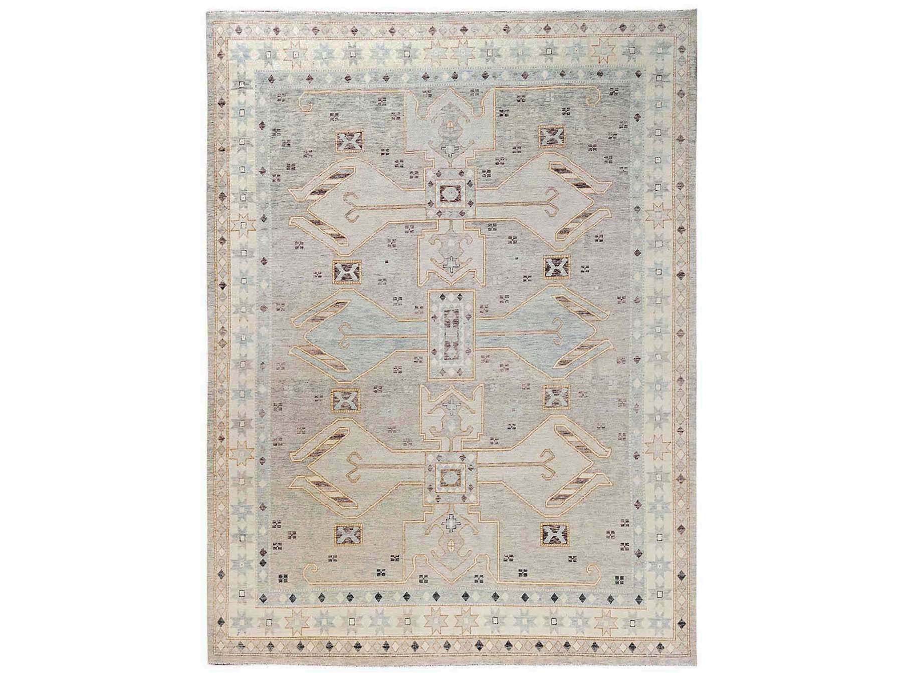 Oushak hand-knotted wool rug in Gray & Ivory, 11'6" x 14'10" — SKU O02565