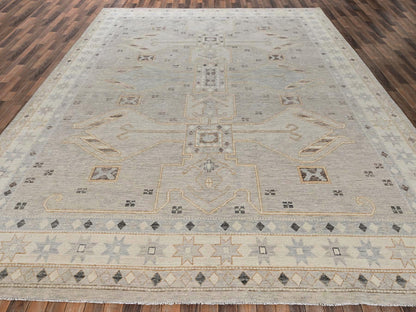 Oushak hand-knotted wool rug in Gray & Ivory, 11'6" x 14'10" — SKU O02565 (view 2)