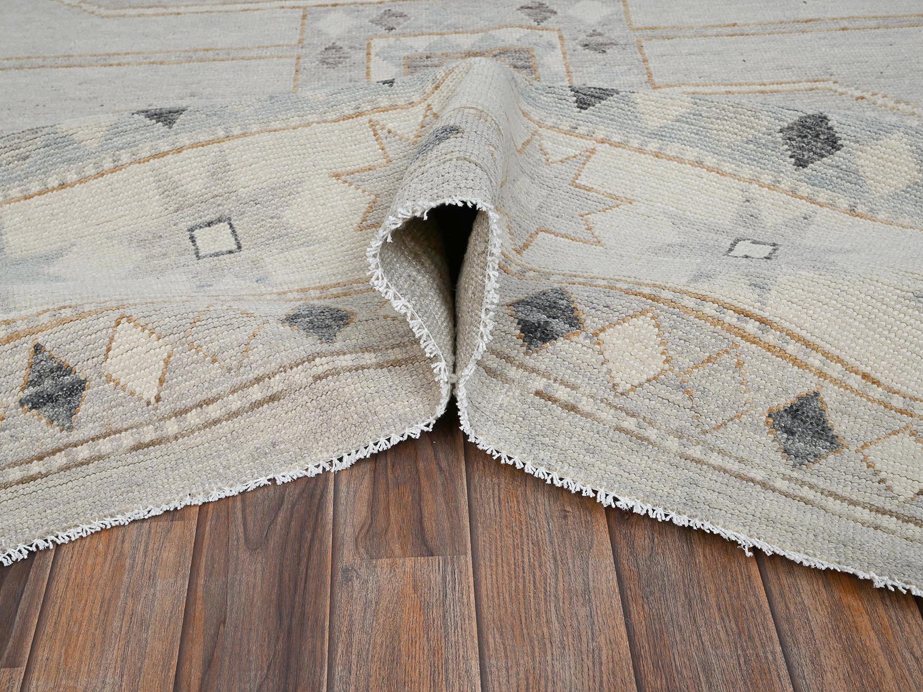 Oushak hand-knotted wool rug in Gray & Ivory, 11'6" x 14'10" — SKU O02565 (view 6)