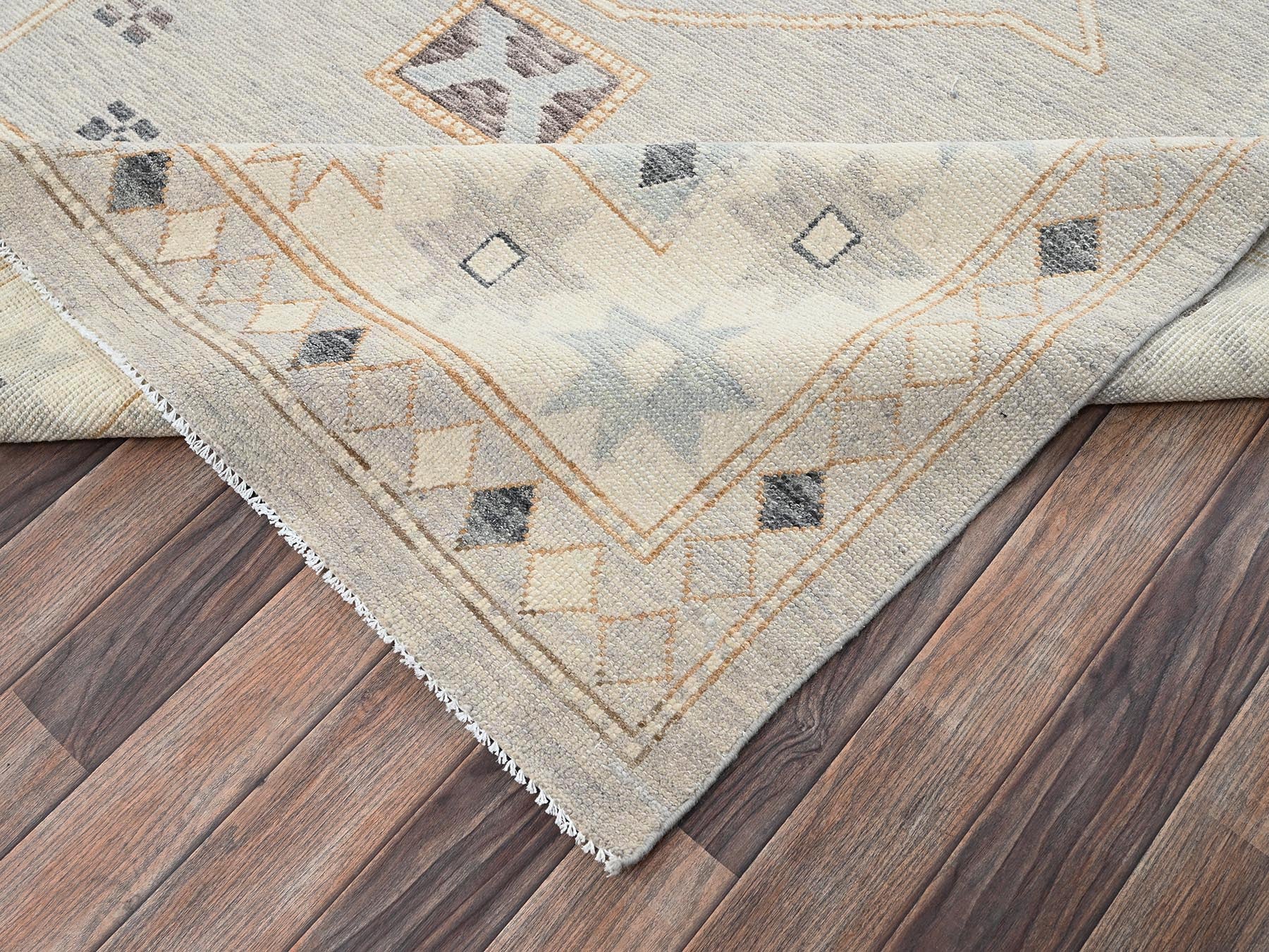 Oushak hand-knotted wool rug in Gray & Ivory, 11'6" x 14'10" — SKU O02565 (view 7)
