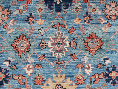 Blue 12'1" x 14'9" Tribal & Geometric Hand knotted Wool Rug - Sku: O02566