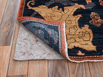 Tribal Tribal & Geometric hand-knotted wool rug in Orange & Midnight Blue, 8' x 9'9" — SKU O02567 (view 5)