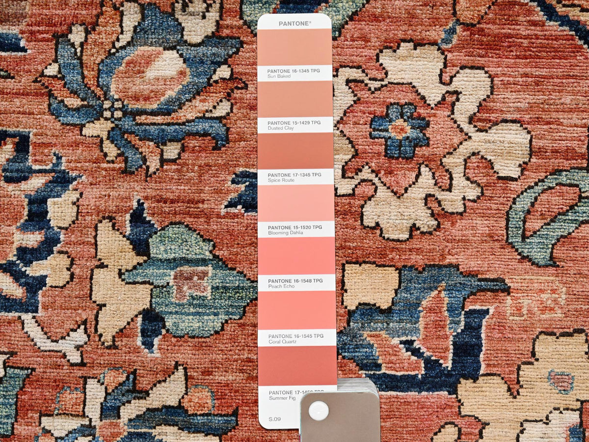 Tribal Tribal & Geometric hand-knotted wool rug in Orange & Midnight Blue, 8' x 9'9" — SKU O02567 (view 8)