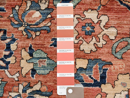 Tribal Tribal & Geometric hand-knotted wool rug in Orange & Midnight Blue, 8' x 9'9" — SKU O02567 (view 8)