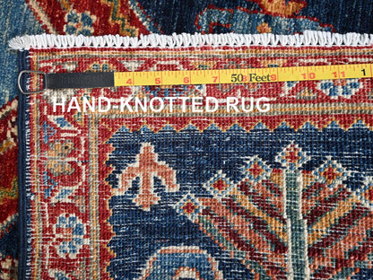 Blue 3'1" x 5'1" Tribal & Geometric Hand knotted Wool Rug - Sku: O02568