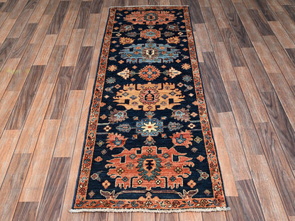 Heriz Tribal hand-knotted wool runner in Blue, 2'2" x 6'1", SKU O02569