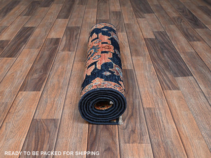 Heriz Tribal hand-knotted wool runner in Blue, 2'2" x 6'1", SKU O02569